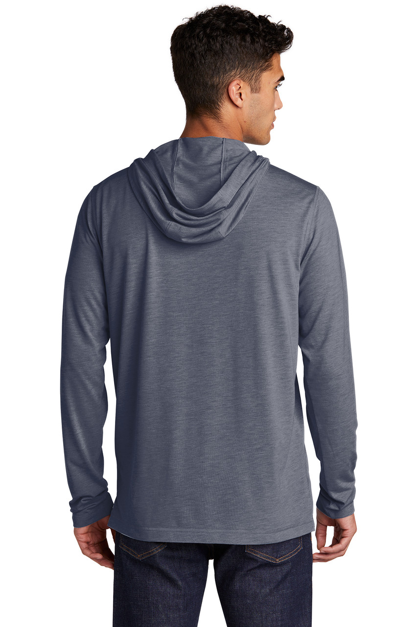 Sport-Tek ® PosiCharge ® Tri-Blend Wicking Long Sleeve Hoodie ST406 True Navy Heather Back