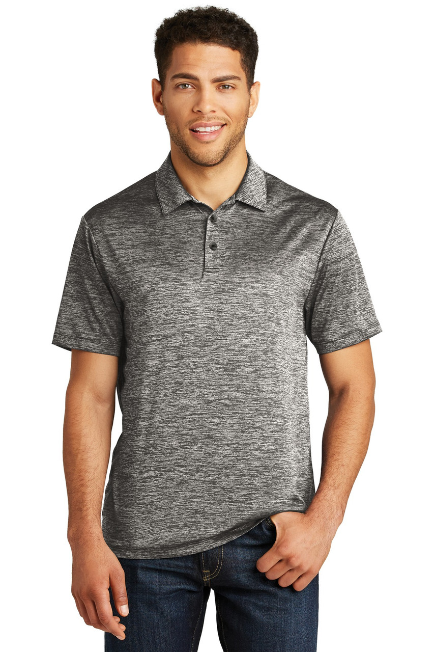 Sport-Tek ® PosiCharge ® Electric Heather Polo. ST590 Black Electric