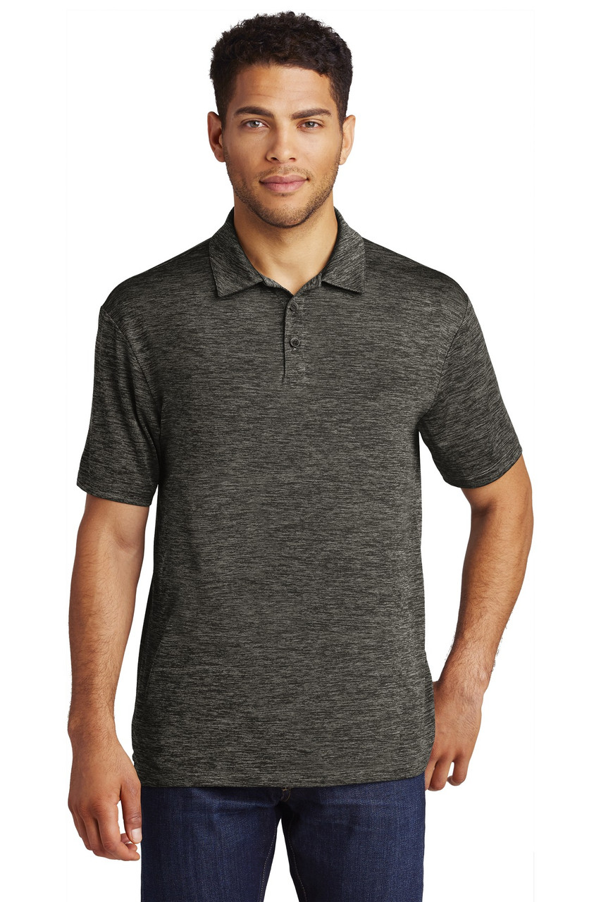 Sport-Tek ® PosiCharge ® Electric Heather Polo. ST590 Grey-Black Electric