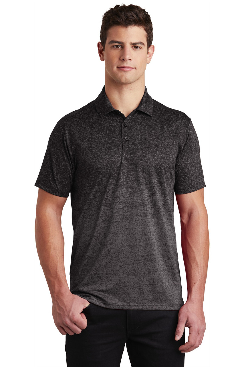 Sport-Tek ® Ombre Heather Polo. ST671 Iron Grey/ Black