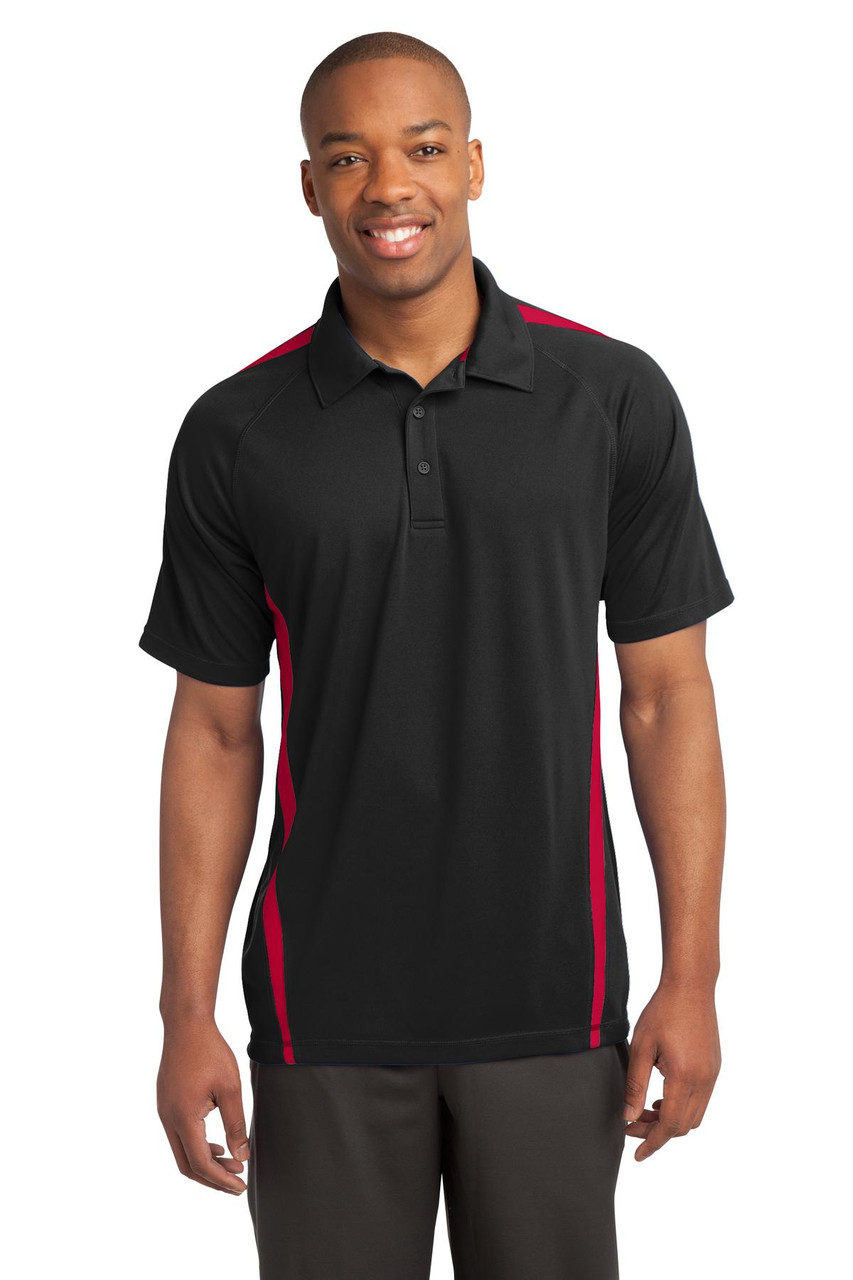 Sport-Tek® PosiCharge® Micro-Mesh Colorblock Polo. ST685 Black/ Red