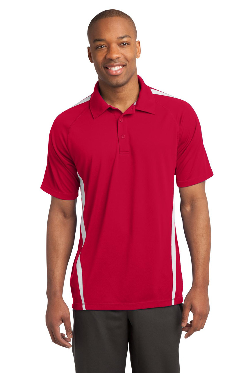 Sport-Tek® PosiCharge® Micro-Mesh Colorblock Polo. ST685 True Red/ White