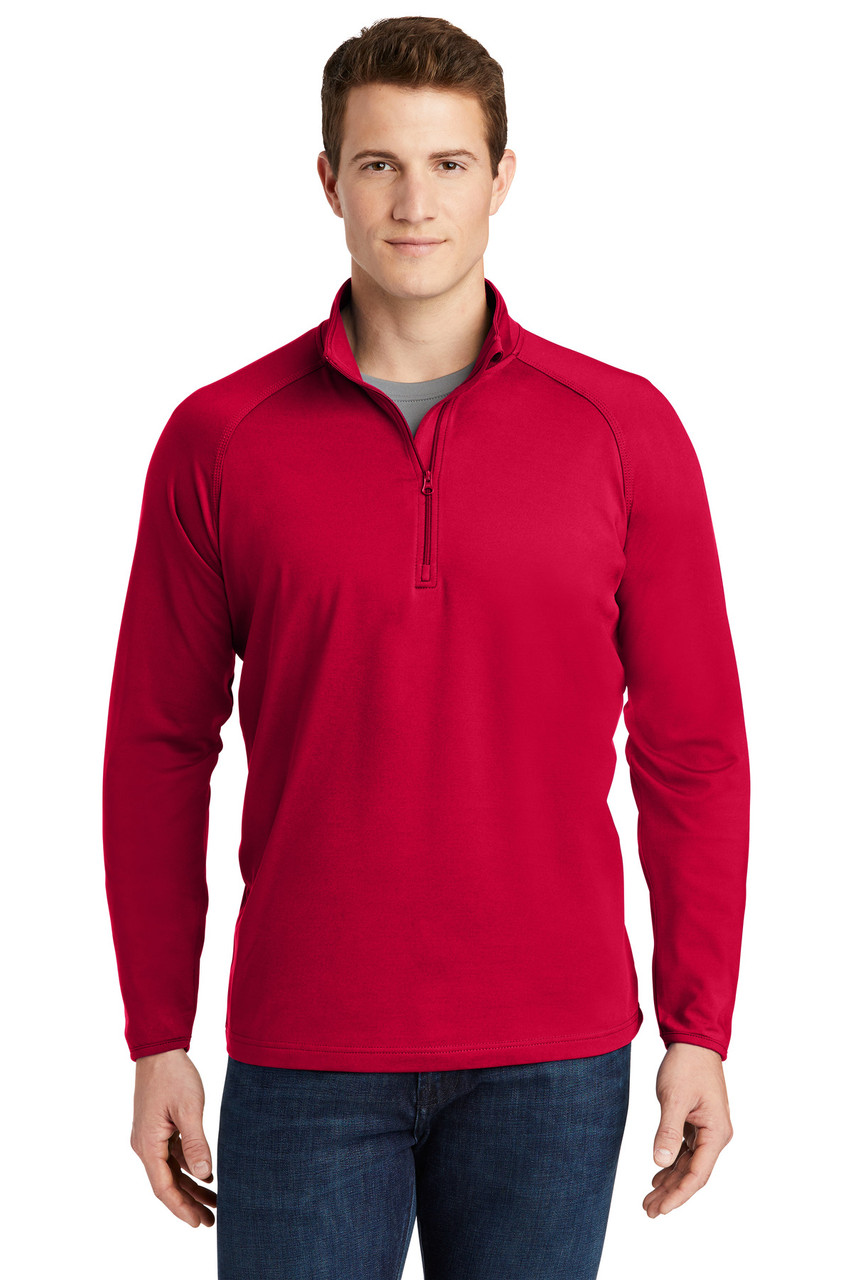Sport-Tek® Sport-Wick® Stretch 1/4-Zip Pullover. ST850 Deep Red
