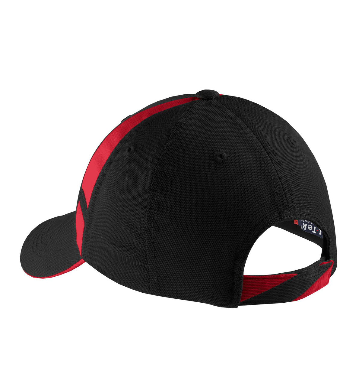 Sport-Tek® Dry Zone® Mesh Inset Cap. STC12 Black/ True Red Back