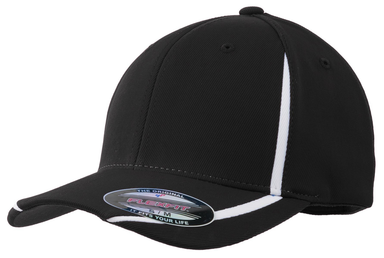 Sport-Tek® Flexfit® Performance Colorblock Cap. STC16 Black/ White