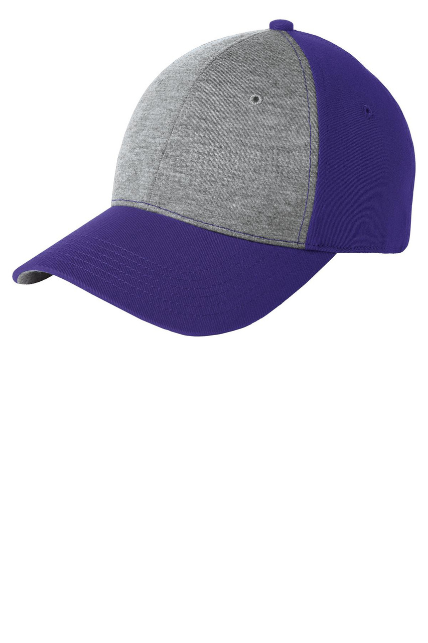 Sport-Tek® Jersey Front Cap. STC18 Vintage Heather/ Purple
