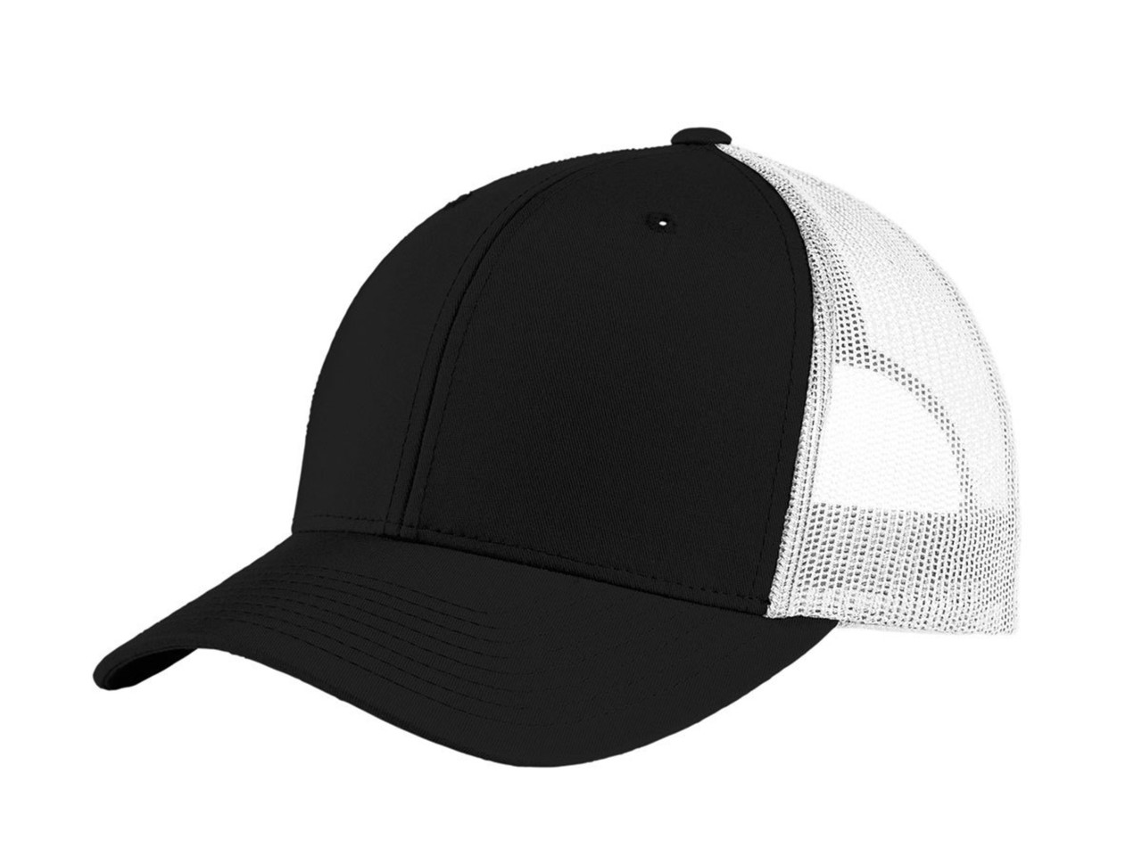 Sport-Tek ® Yupoong ® Retro Trucker Cap. STC39 Black/ White