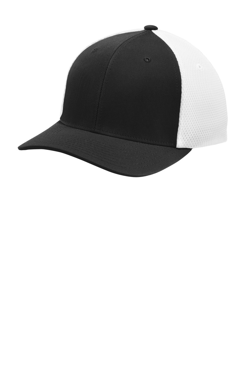 Sport-Tek ® Flexfit ® Air Mesh Back Cap. STC40 Black/ White