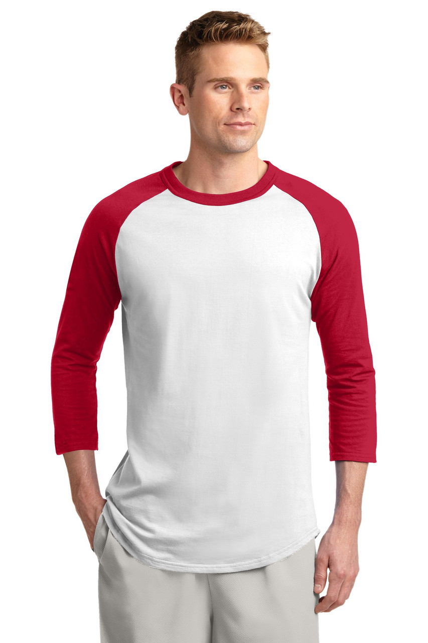 Sport-Tek® Colorblock Raglan Jersey.  T200 White/ Red