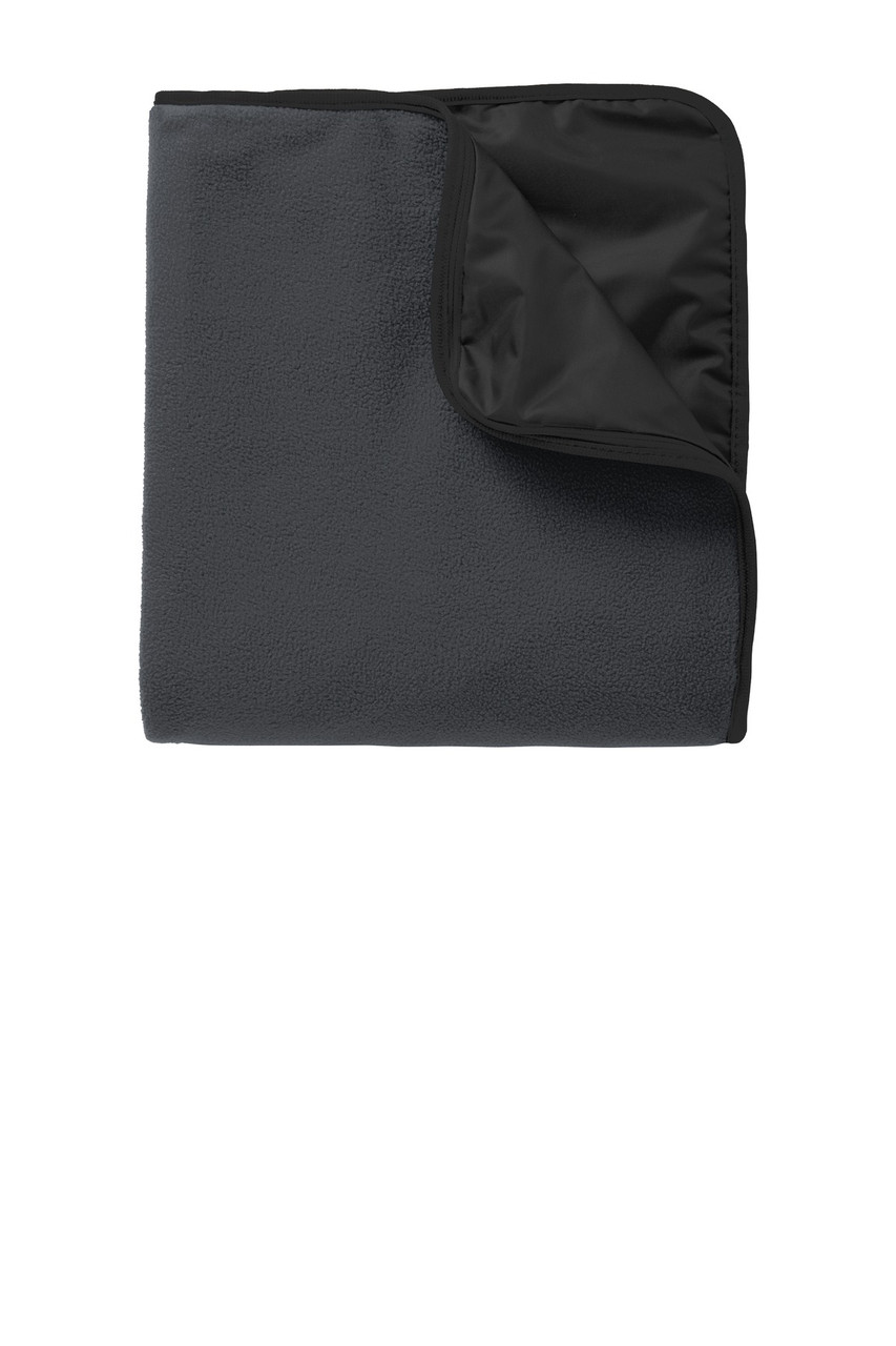 Port Authority® Fleece & Poly Travel Blanket. TB850 Lead Grey/ Black