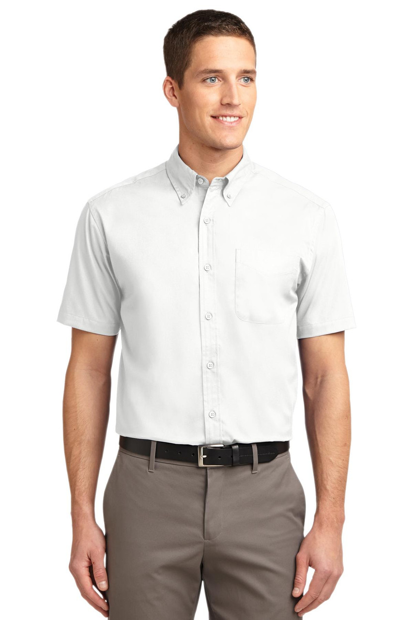 Port Authority® Tall Short Sleeve Easy Care Shirt. TLS508 White/ Light Stone