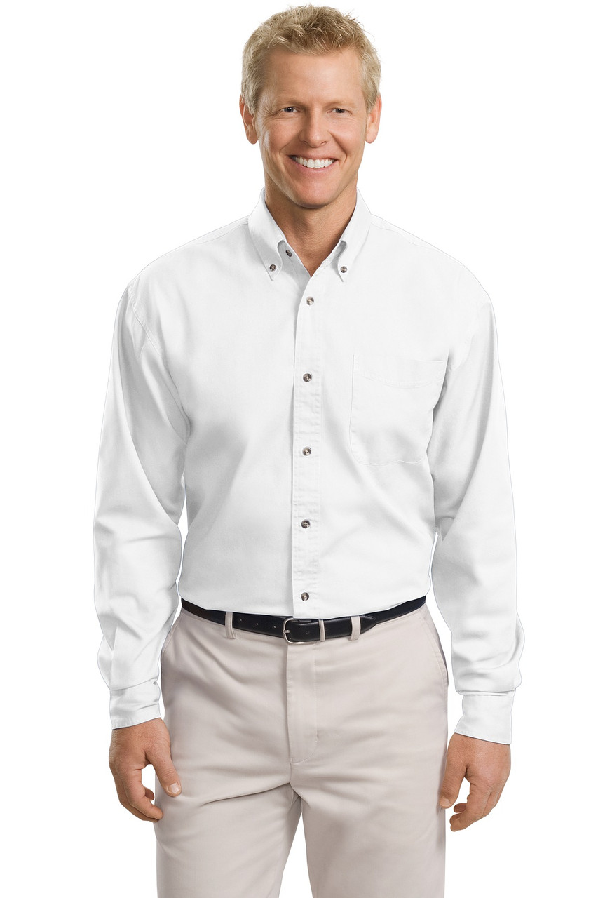 Port Authority® Tall Long Sleeve Twill Shirt.  TLS600T White