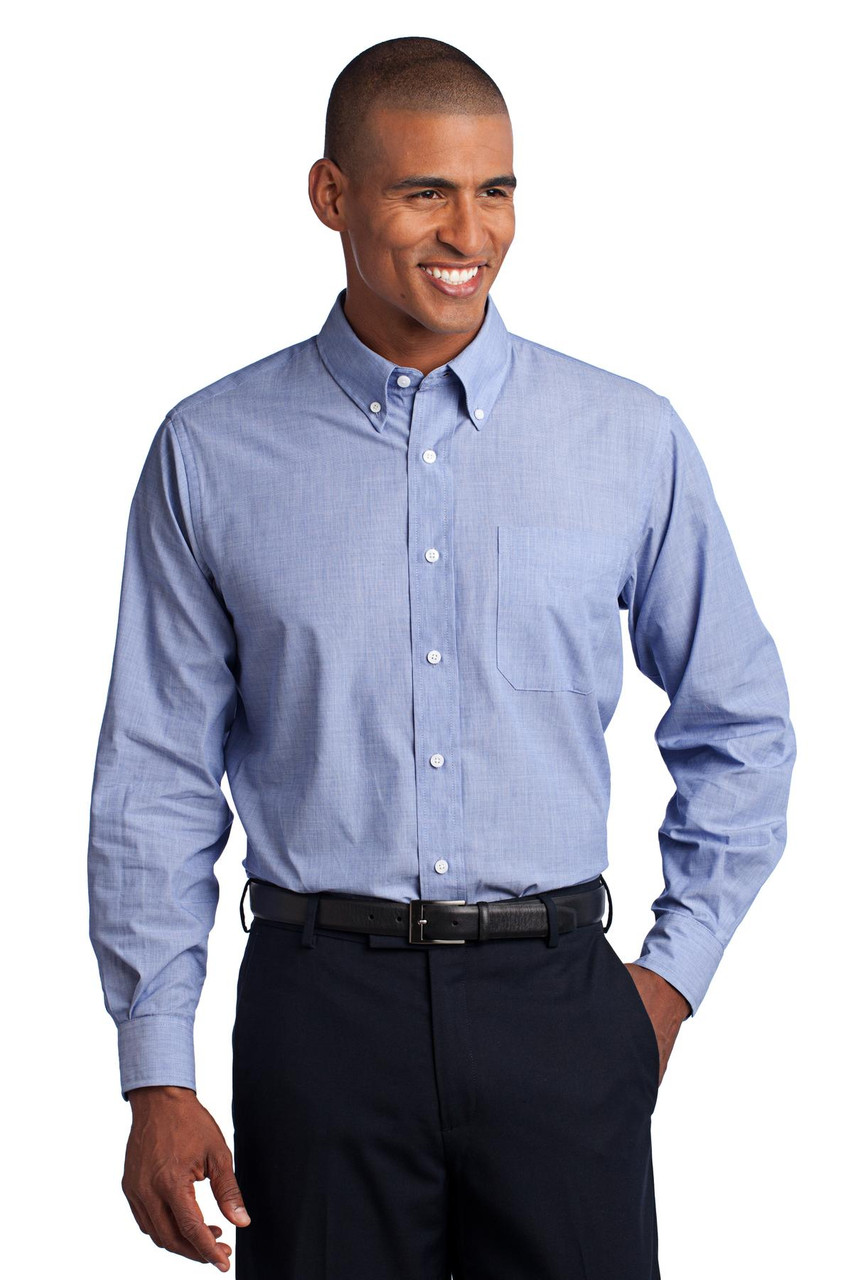 Port Authority® Tall Crosshatch Easy Care Shirt. TLS640 Chambray Blue