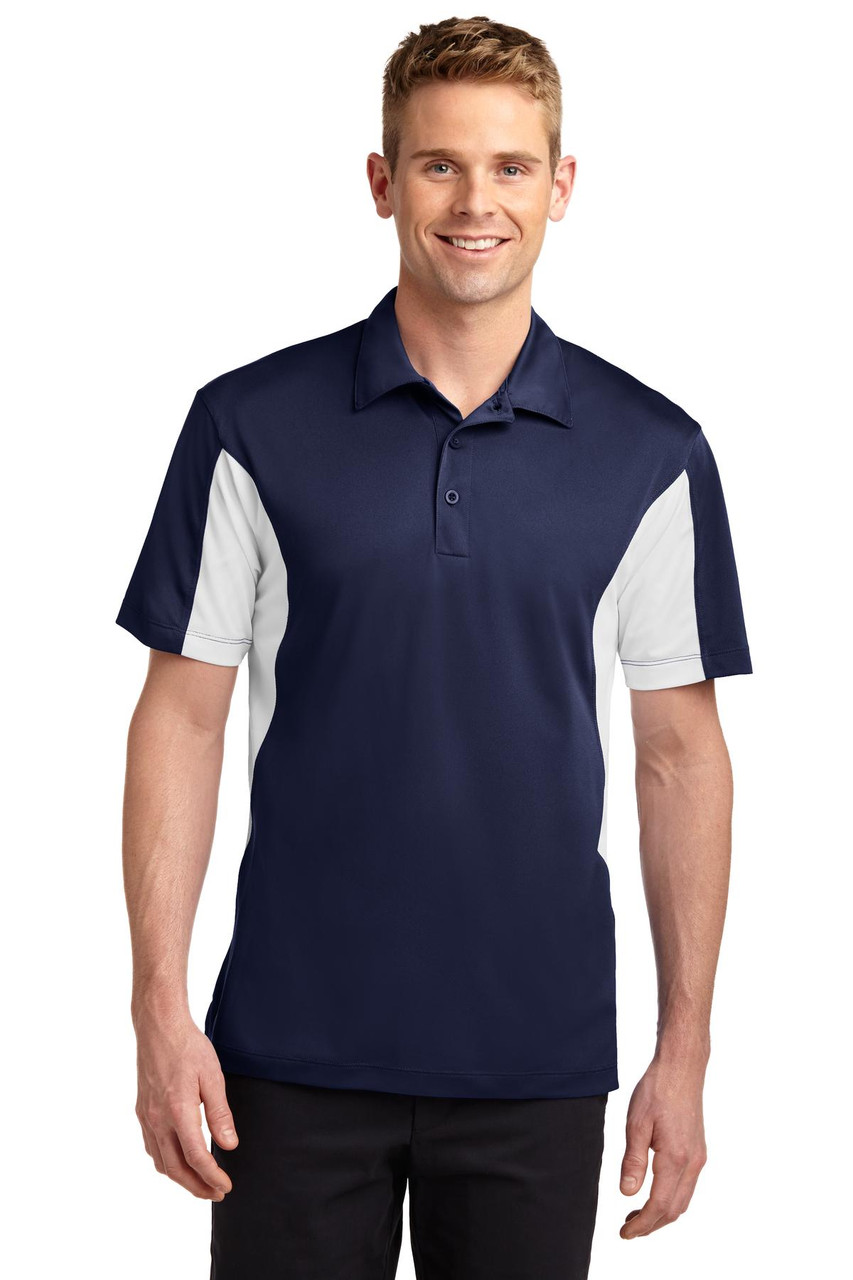 Sport-Tek® Tall Side Blocked Micropique Sport-Wick® Polo. TST655 True Navy/ White