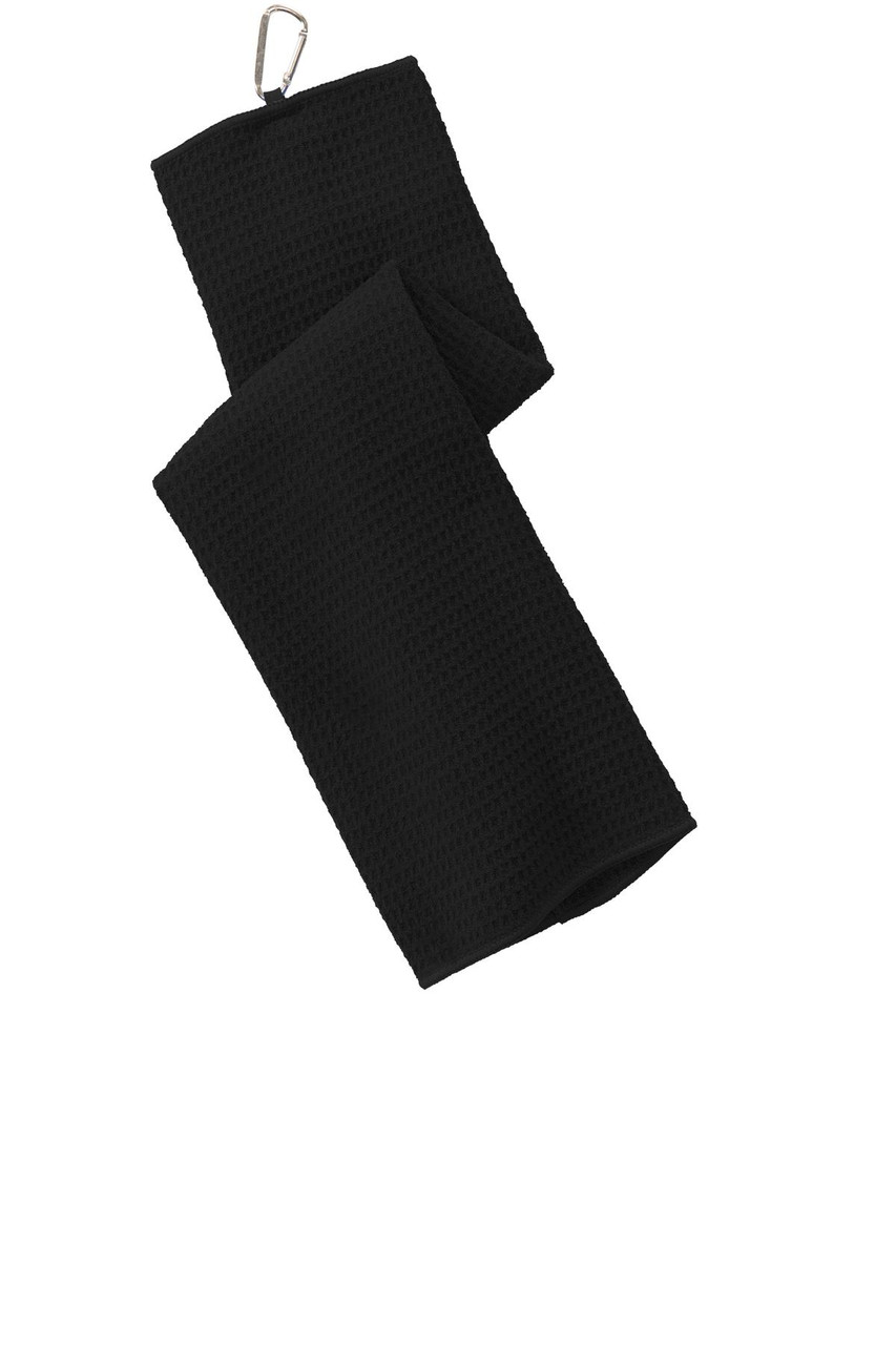 Port Authority® Waffle Microfiber Golf Towel. TW60 Black