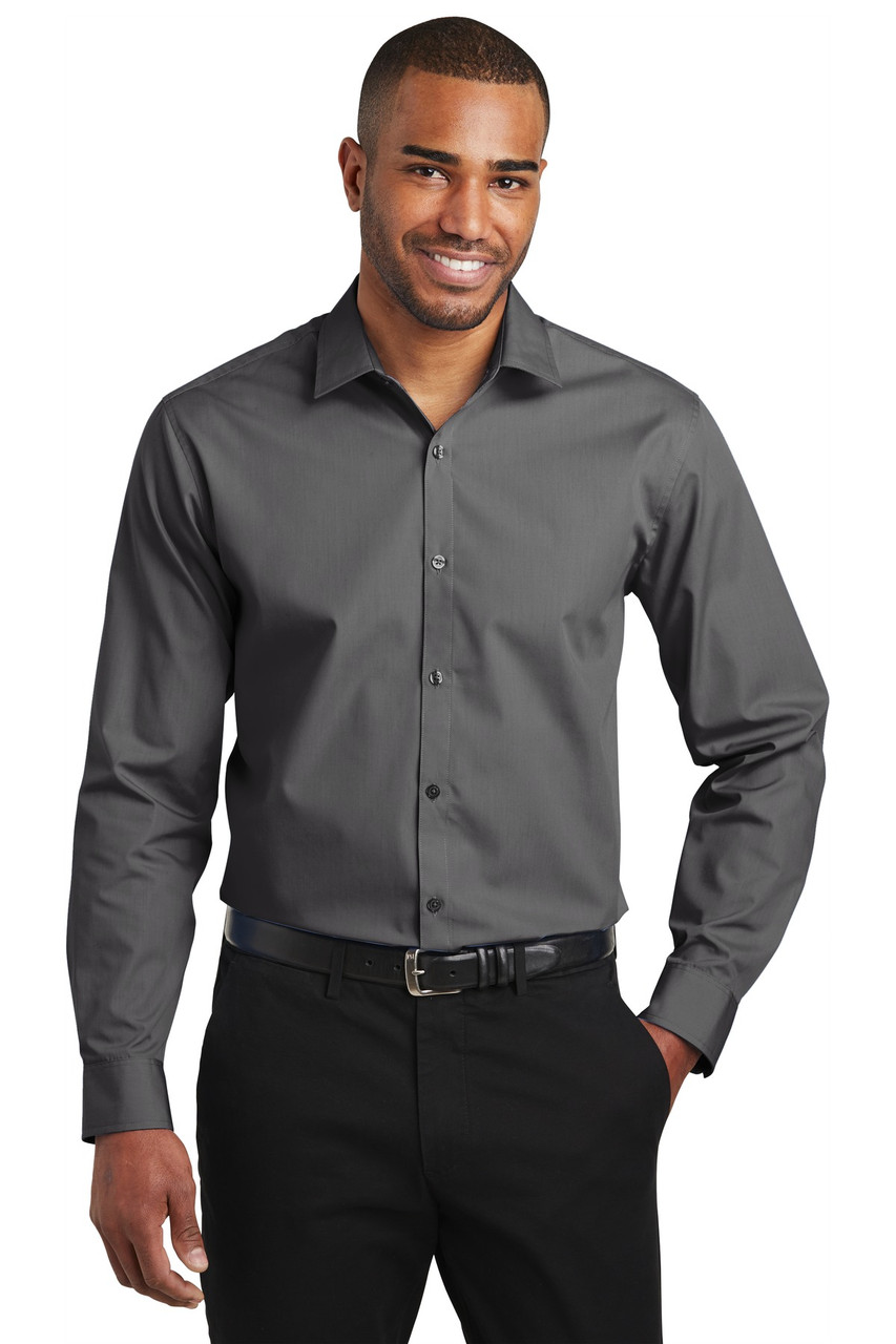 Port Authority ® Slim Fit Carefree Poplin Shirt. W103 Graphite