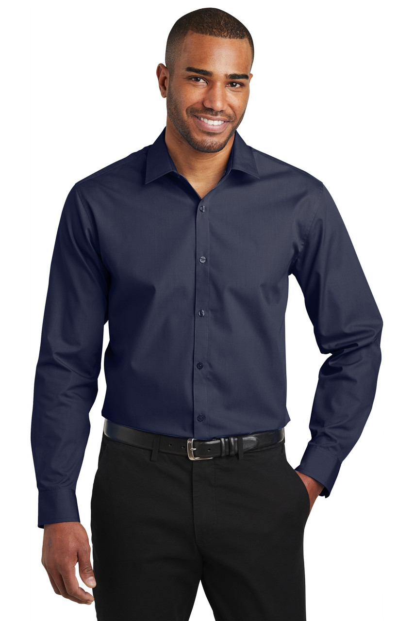 Port Authority ® Slim Fit Carefree Poplin Shirt. W103 River Blue Navy