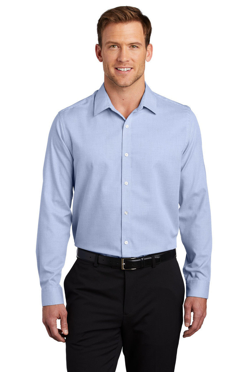 Port Authority ® Pincheck Easy Care Shirt W645 Blue Horizon/ White