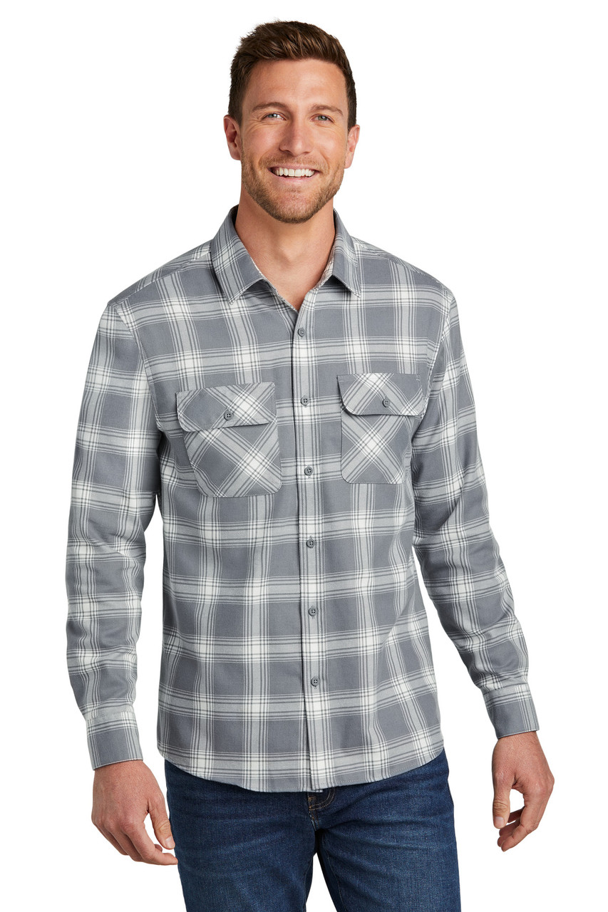 Port Authority® Plaid Flannel Shirt. W668 Grey/ Cream Open Plaid