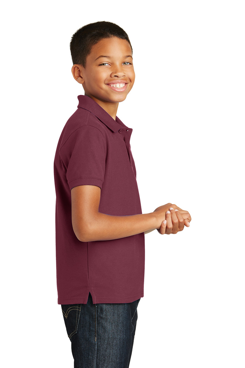 Port Authority® Youth Core Classic Pique Polo. Y100 Burgundy Side