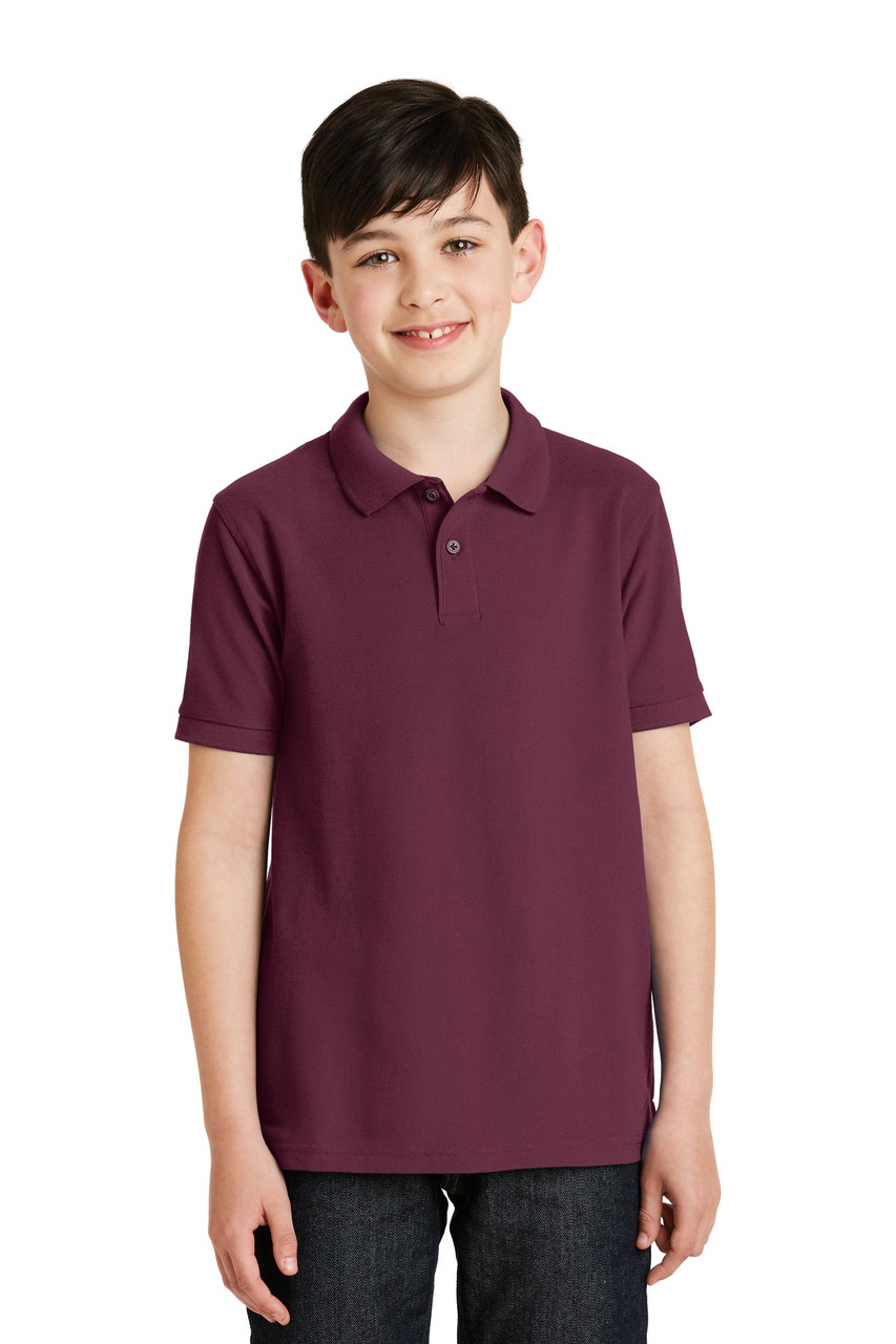 Port Authority® Youth Silk Touch™ Polo.  Y500 Burgundy