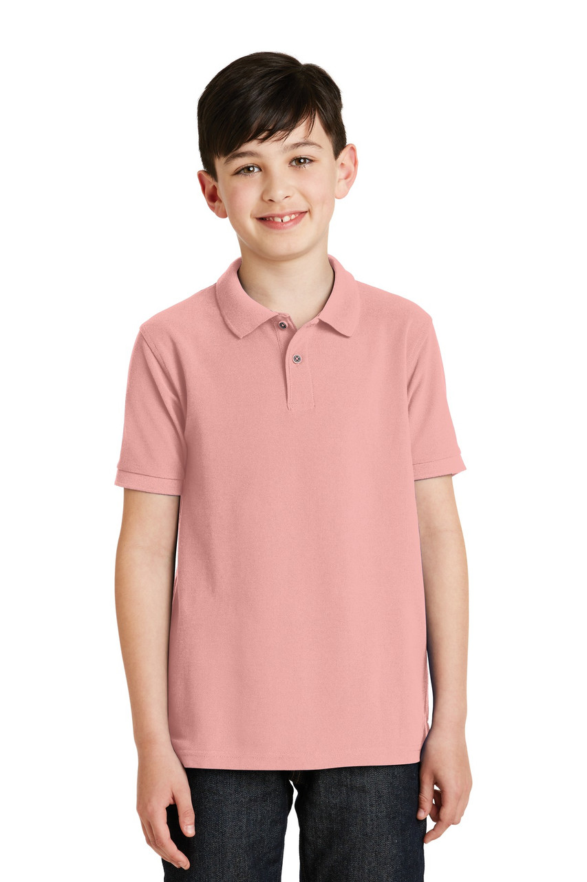 Port Authority® Youth Silk Touch™ Polo.  Y500 Light Pink