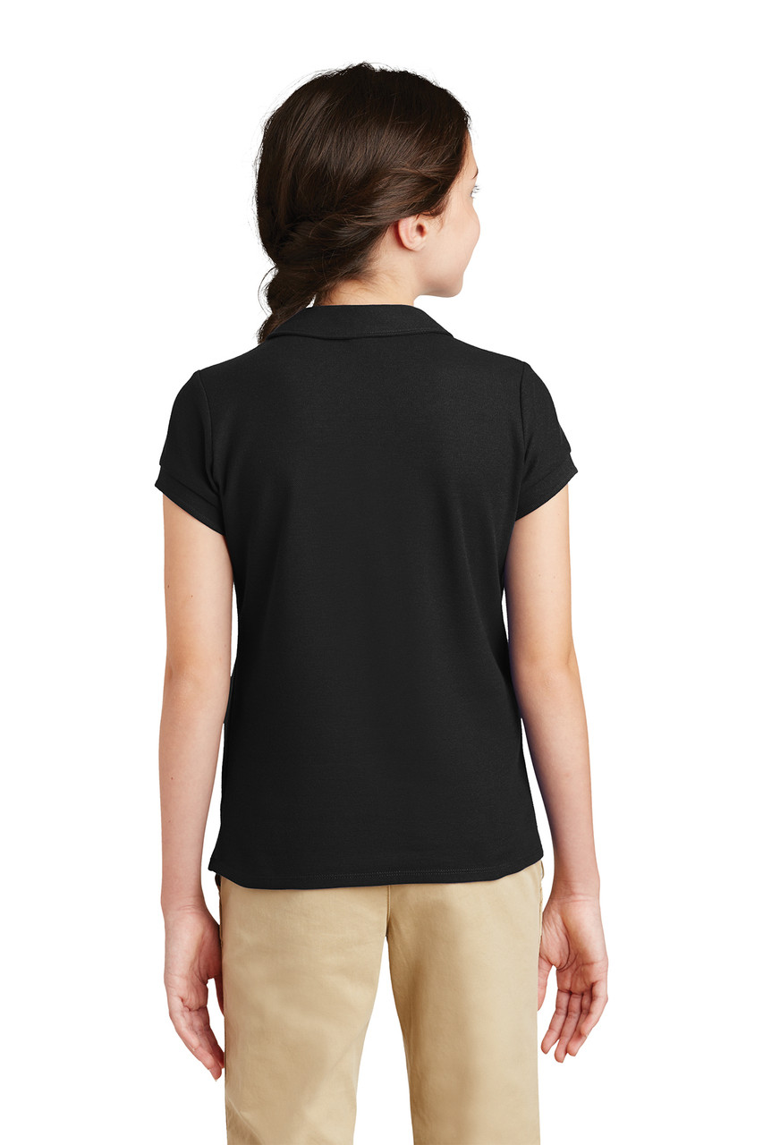Port Authority® Girls Silk Touch™ Peter Pan Collar Polo. YG503 Black Back