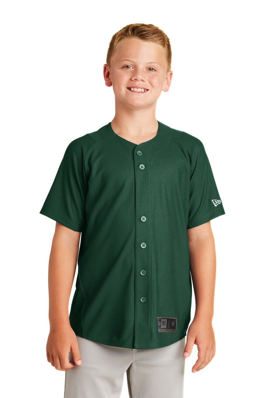 New Era ® Youth Diamond Era Full-Button Jersey. YNEA220 Dark Green