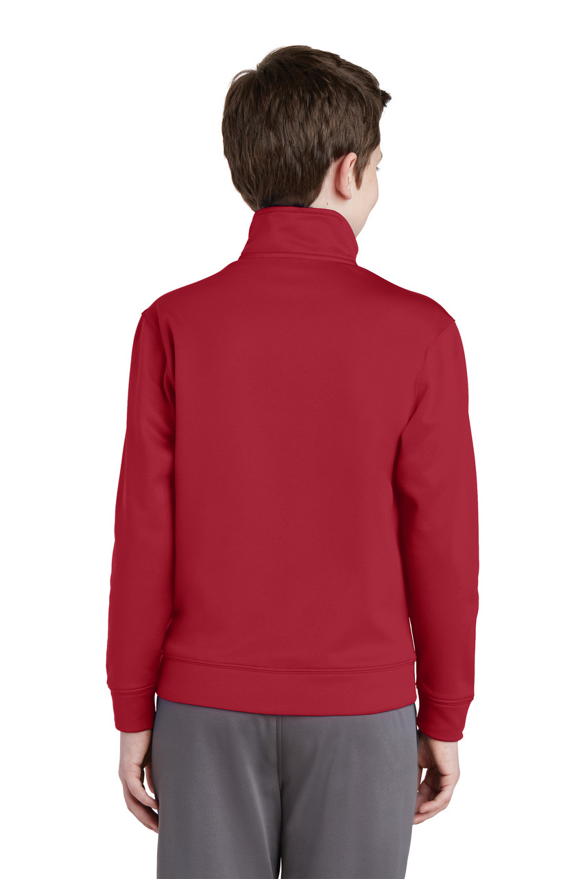 Sport-Tek® Youth Sport-Wick® Fleece Full-Zip Jacket.  YST241 Deep Red Back