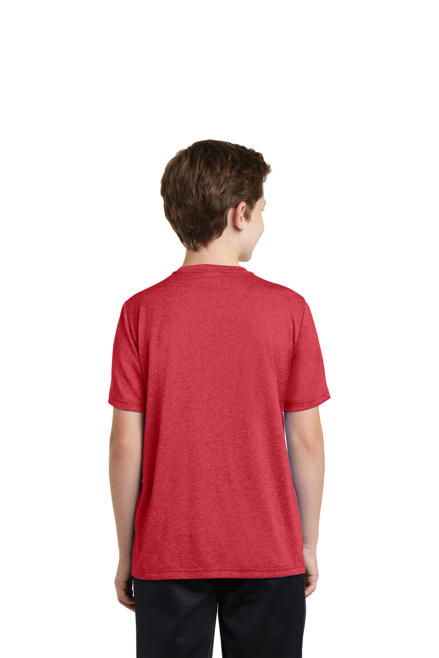 Sport-Tek® Youth Heather Contender™ Tee. YST360 Scarlet Heather Back