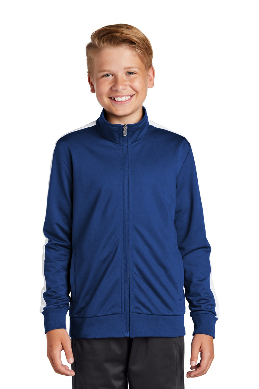 Sport-Tek ® Youth Tricot Track Jacket. YST94 True Royal/ White