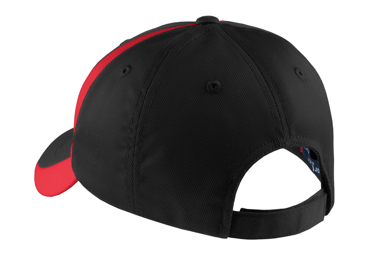 Sport-Tek® Youth Dry Zone® Nylon Colorblock Cap. YSTC11 Black/ True Red
