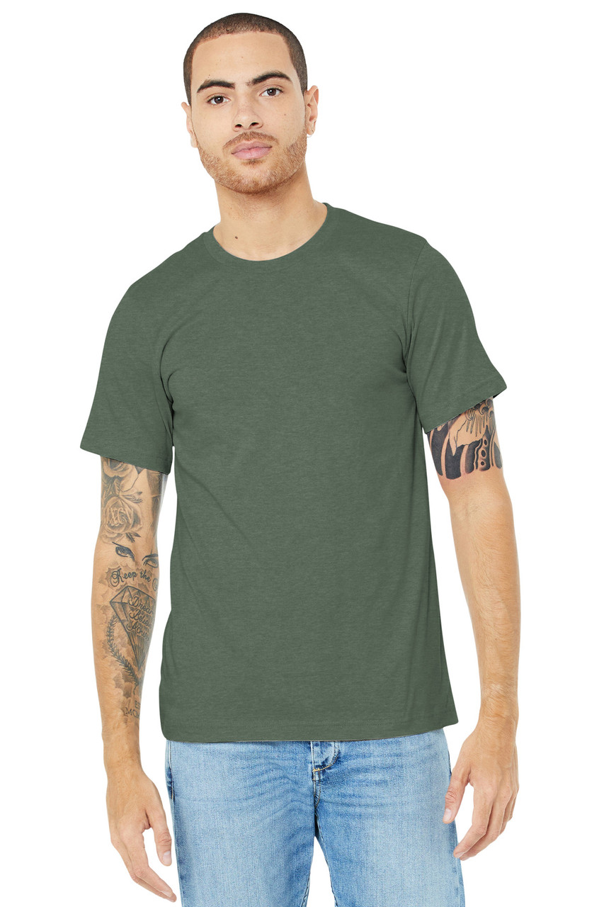 BELLA+CANVAS ® Unisex Heather CVC Short Sleeve Tee. BC3001CVC Heather Military Green L