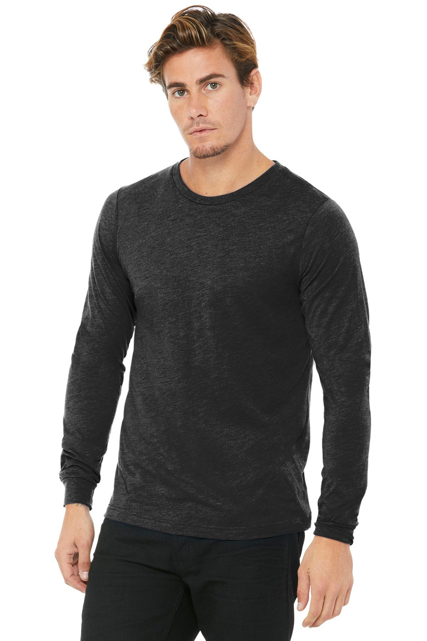 BELLA+CANVAS ® Unisex Jersey Long Sleeve Tee. BC3501 Charcoal-Black Triblend