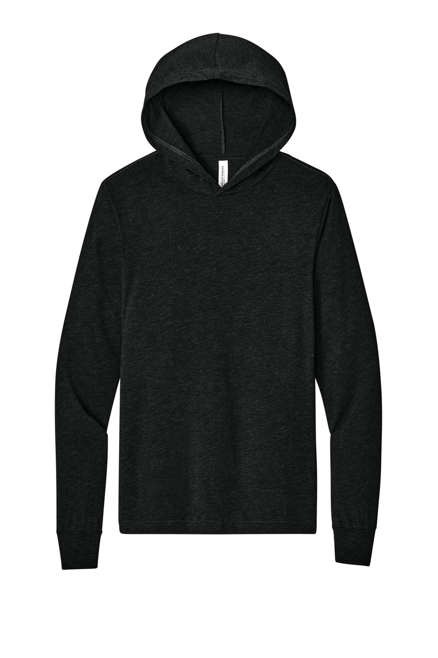 BELLA+CANVAS ® Unisex Jersey Long Sleeve Hoodie. BC3512 Charcoal-Black Triblend
