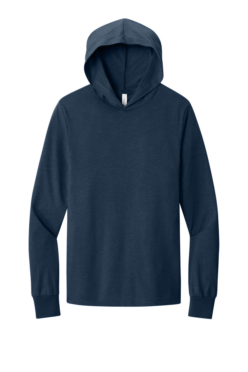 BELLA+CANVAS ® Unisex Jersey Long Sleeve Hoodie. BC3512 Heather Navy