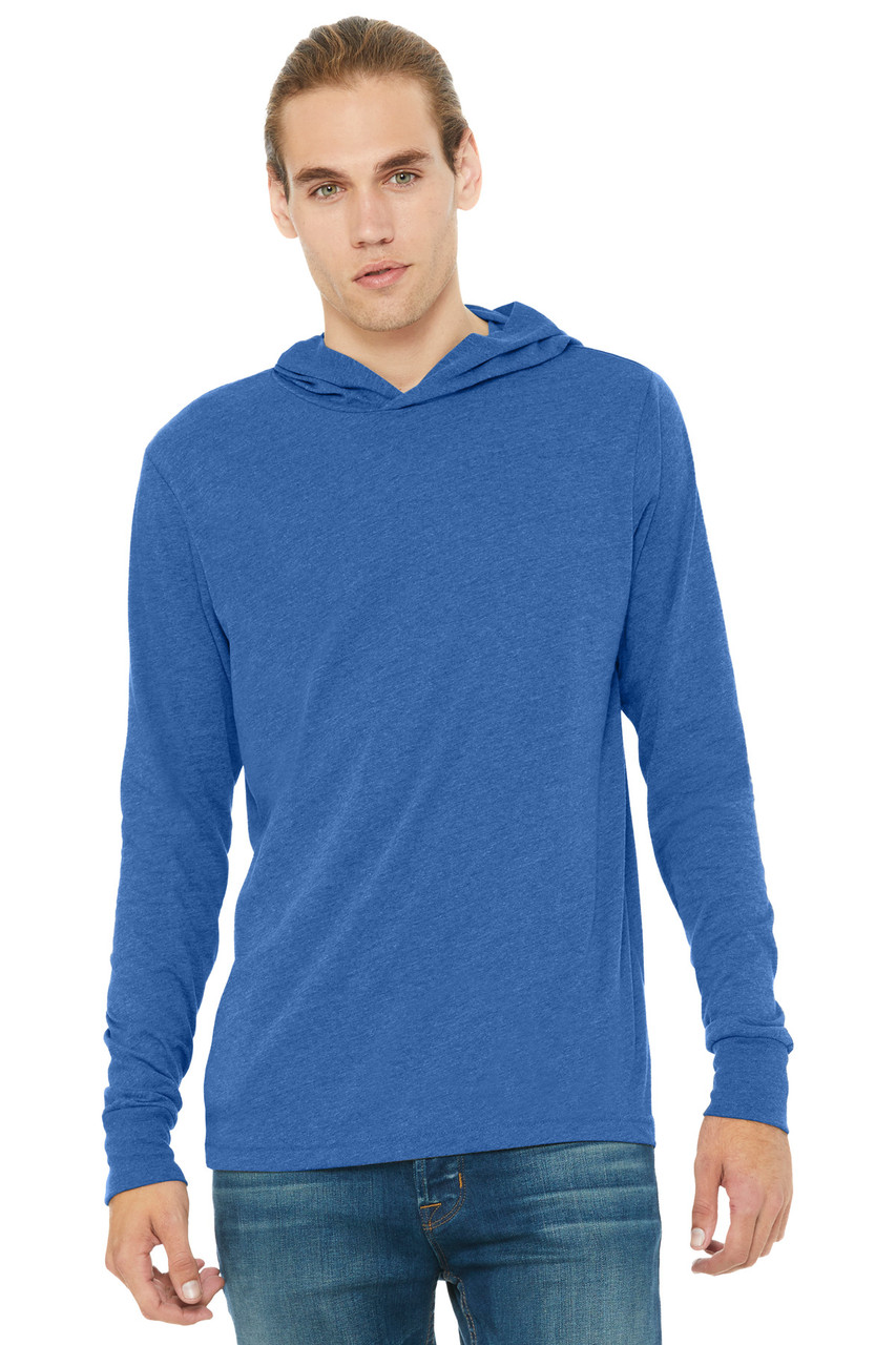 BELLA+CANVAS ® Unisex Jersey Long Sleeve Hoodie. BC3512 Heather True Royal