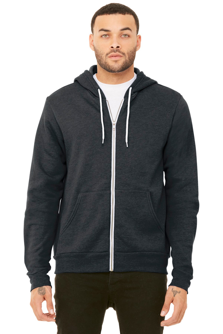 BELLA+CANVAS ® Unisex Sponge Fleece Full-Zip Hoodie. BC3739 Dark Grey Heather