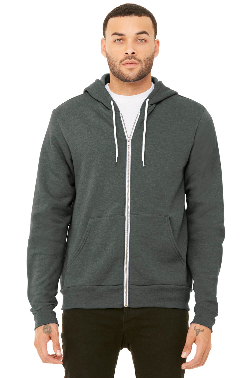 BELLA+CANVAS ® Unisex Sponge Fleece Full-Zip Hoodie. BC3739 Deep Heather