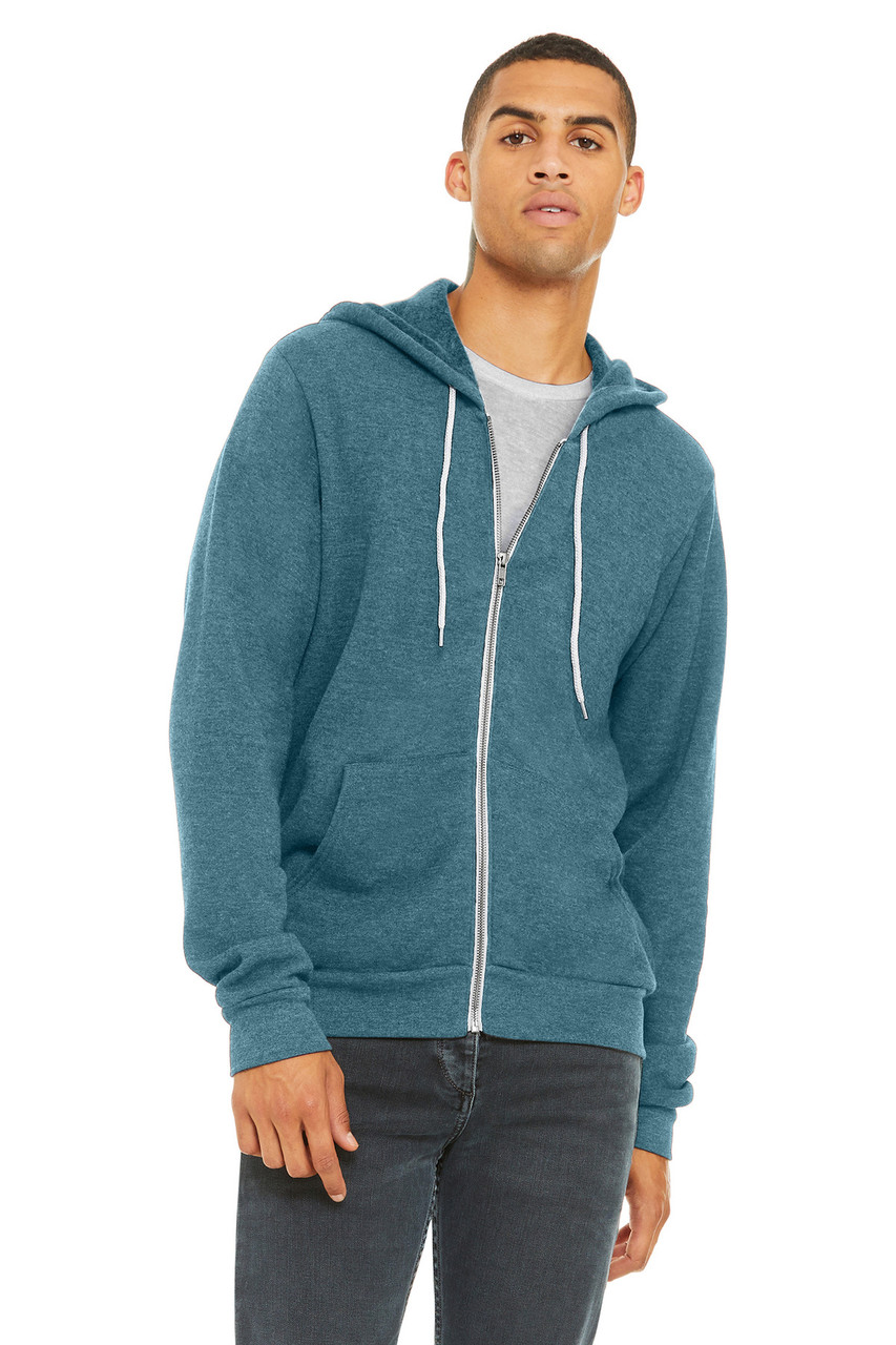 BELLA+CANVAS ® Unisex Sponge Fleece Full-Zip Hoodie. BC3739 Heather Deep Teal