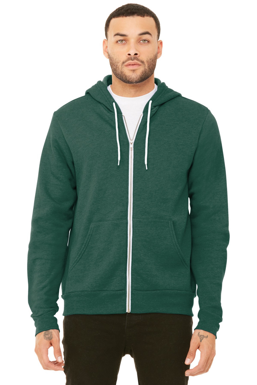 BELLA+CANVAS ® Unisex Sponge Fleece Full-Zip Hoodie. BC3739 Heather Forest
