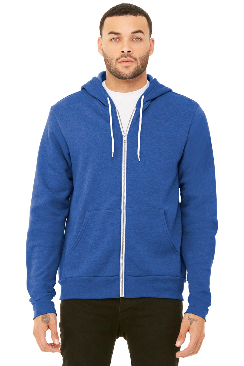 BELLA+CANVAS ® Unisex Sponge Fleece Full-Zip Hoodie. BC3739 Heather True Royal