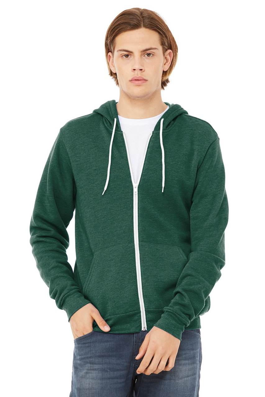 BELLA+CANVAS ® Unisex Sponge Fleece Full-Zip Hoodie. BC3739 Heather Forest