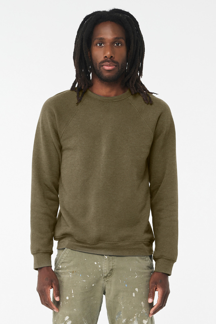 BELLA+CANVAS ® Unisex Sponge Fleece Raglan Sweatshirt. BC3901 Heather Olive