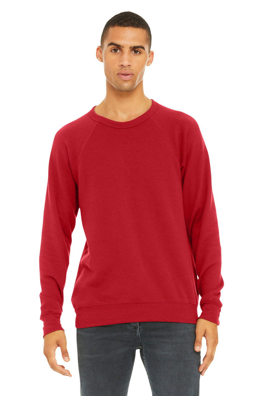 BELLA+CANVAS ® Unisex Sponge Fleece Raglan Sweatshirt. BC3901 Red