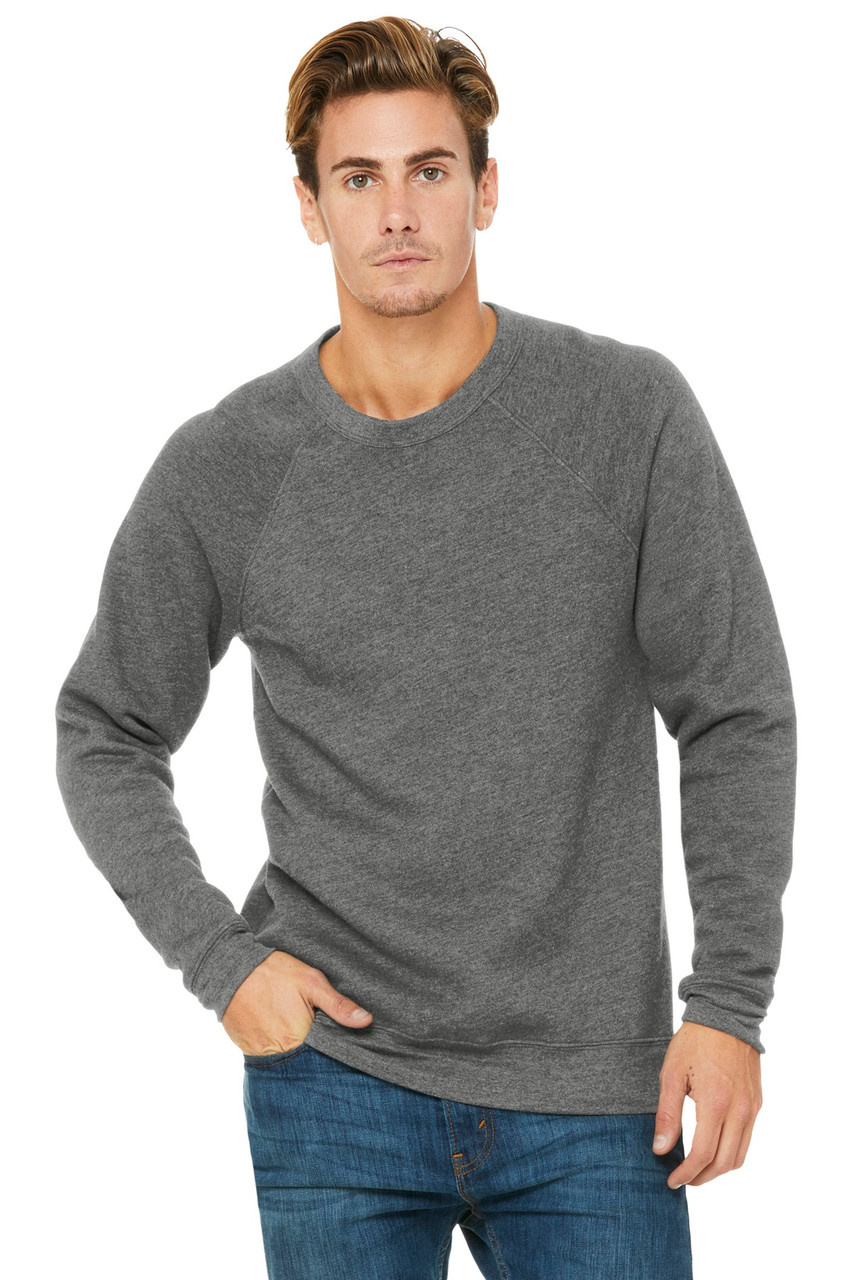 BELLA+CANVAS ® Unisex Sponge Fleece Raglan Sweatshirt. BC3901 Grey Triblend