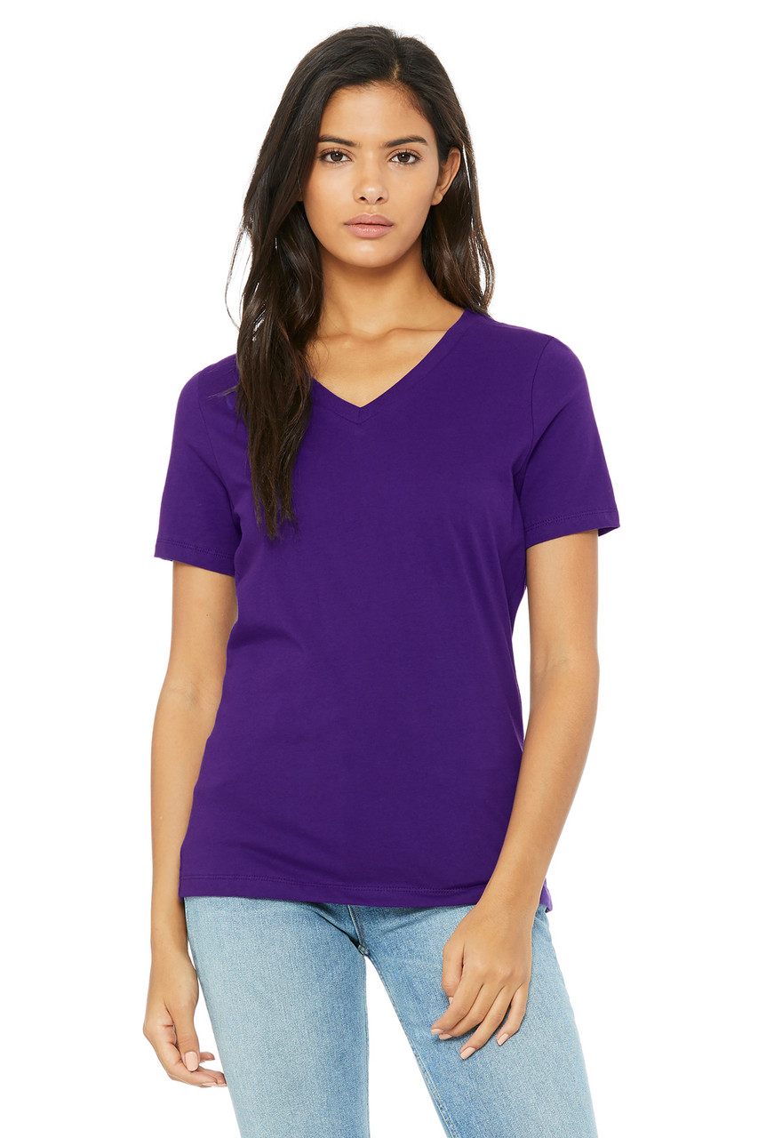 BELLA+CANVAS ® Women's Relaxed Jersey Short Sleeve V-Neck Tee. BC6405 Team Purple