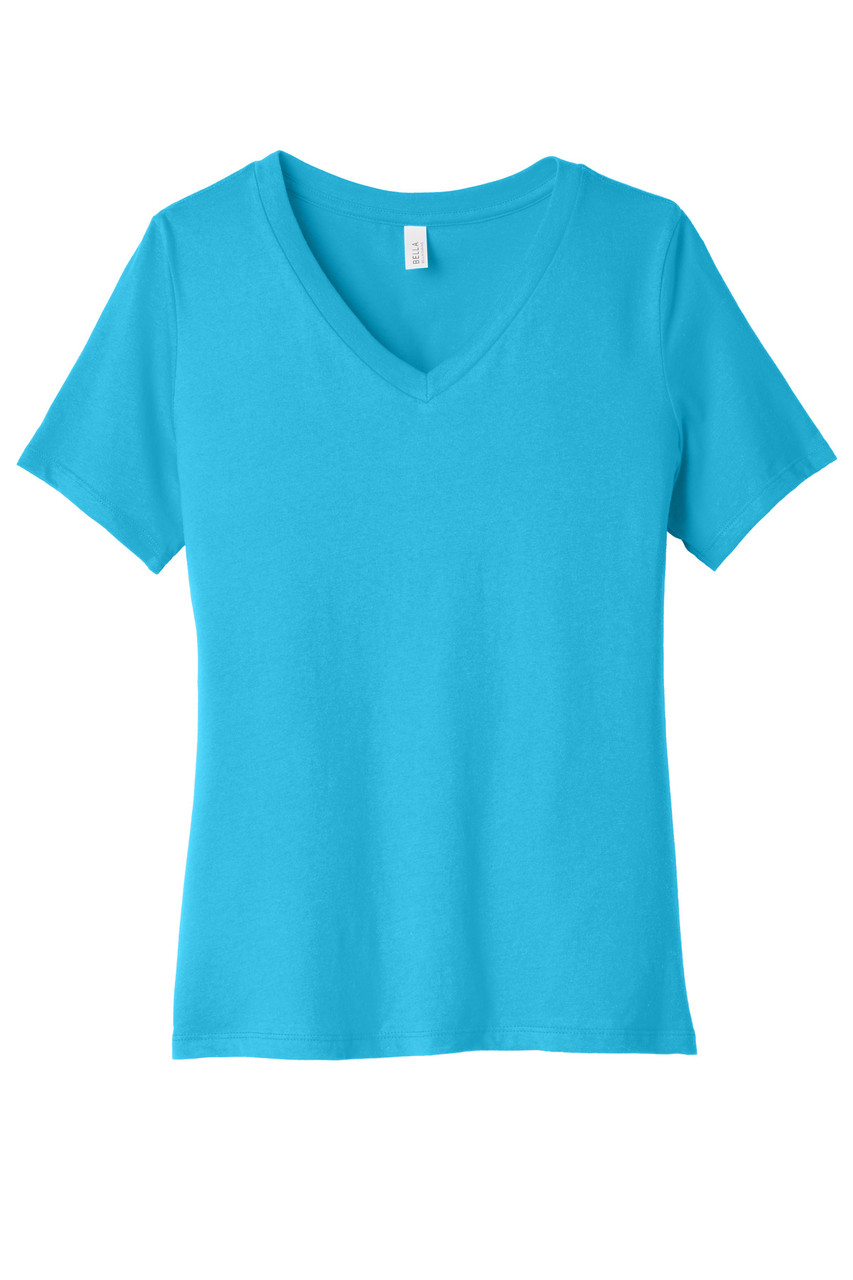 BELLA+CANVAS ® Women's Relaxed Jersey Short Sleeve V-Neck Tee. BC6405 Turquoise