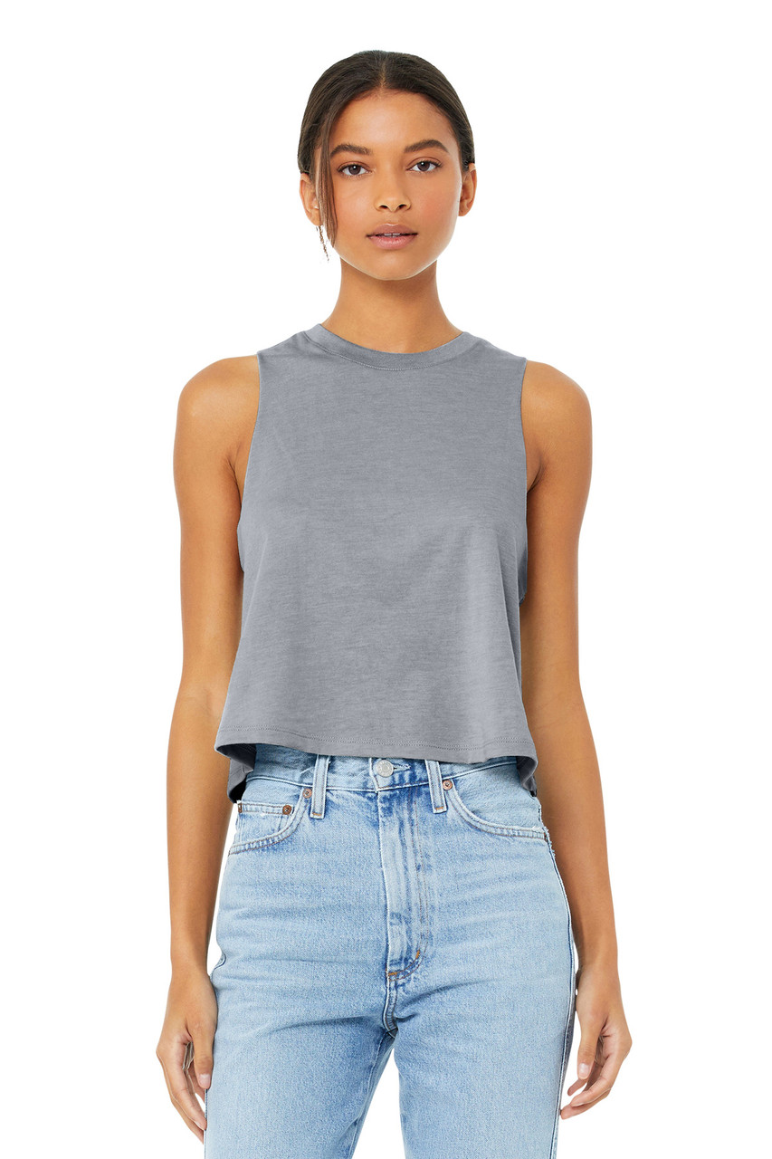 BELLA+CANVAS ® Women's Racerback Cropped Tank. BC6682 Athletic Heather