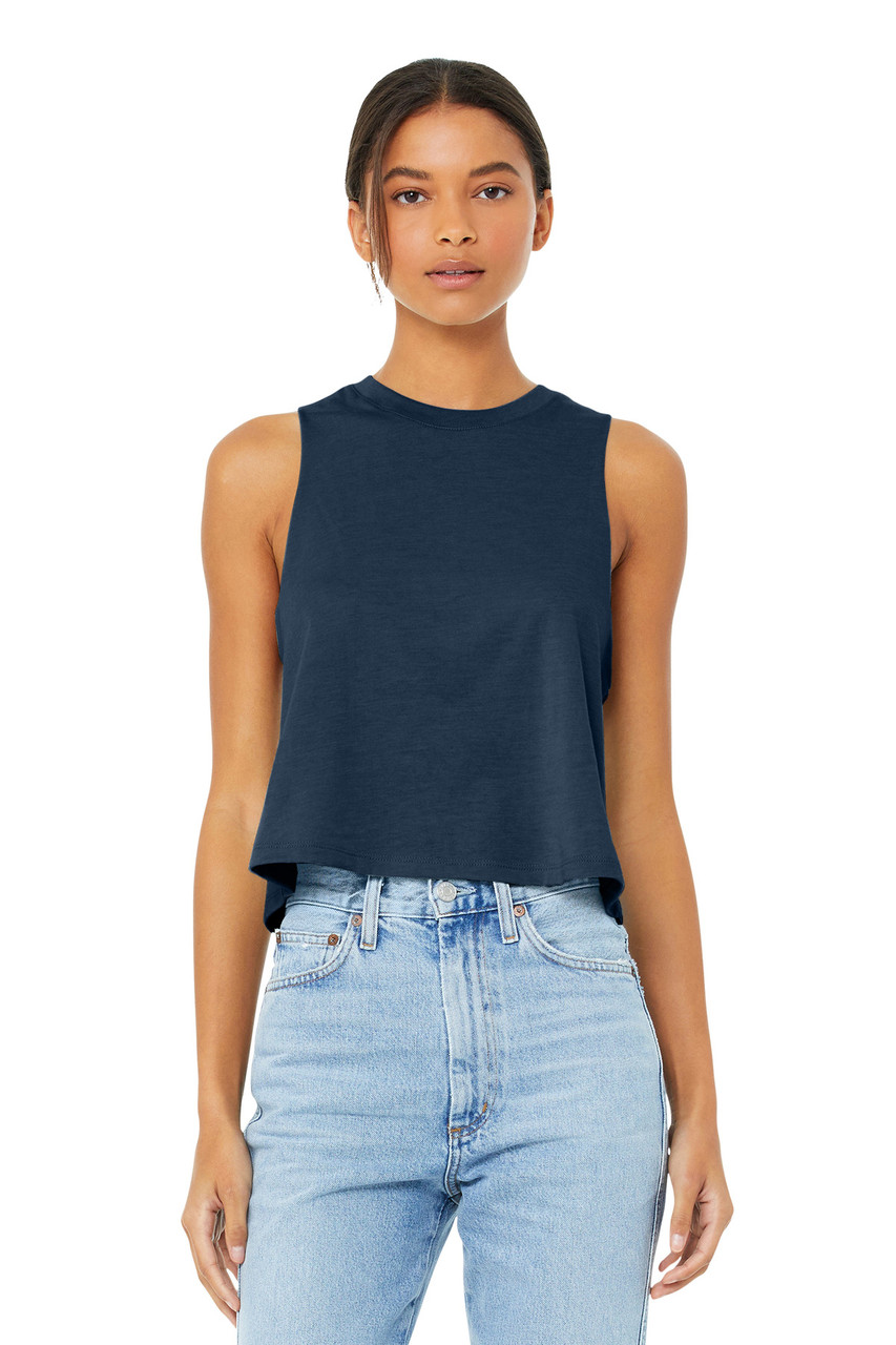 BELLA+CANVAS ® Women's Racerback Cropped Tank. BC6682 Heather Navy